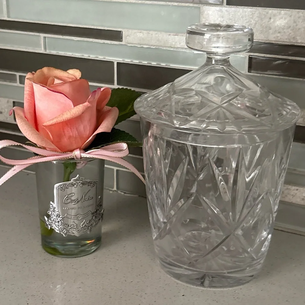 🏡Cut Crystal Apothecary Jar with Lid & Rose Diffuser